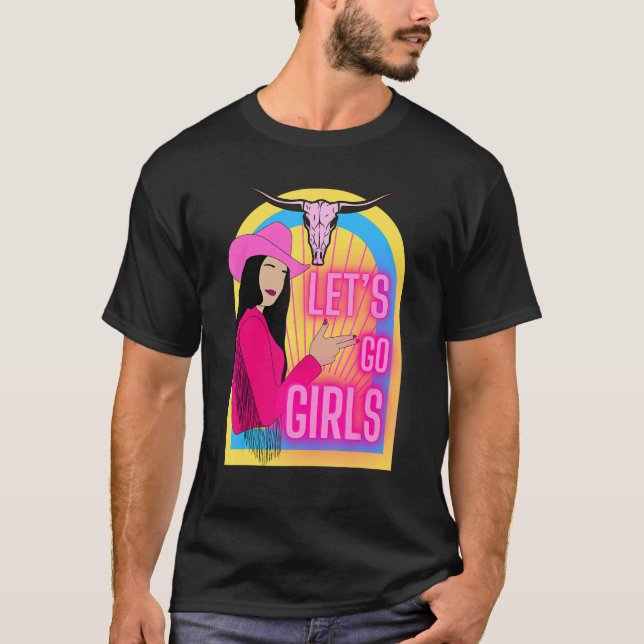 T-shirt Cute women country go girls western rodeo bull Azt (Devant)