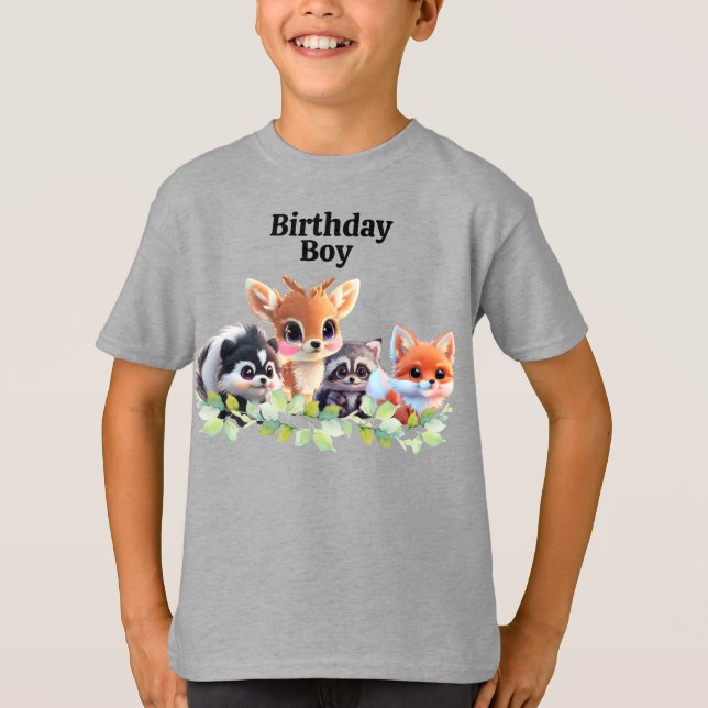 T-shirt Cute Woodland amis renard skunk raccoon cerf (Devant)
