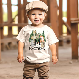 T-shirt Cute Woodland Aquarelle Enfants Animaux Nom de la 