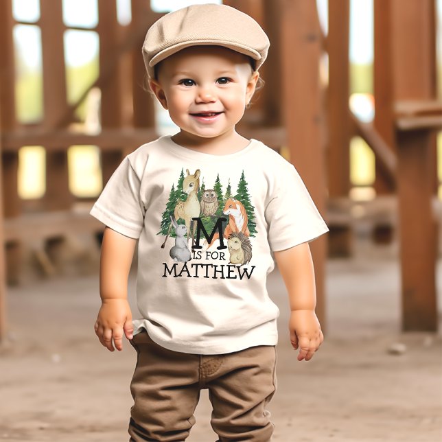 T-shirt Cute Woodland Aquarelle Enfants Animaux Nom de la  (Créateur téléchargé)