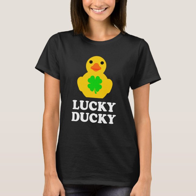 T-shirt Cute Yellow Rubber Duck Four Leaf C St Patrick's D (Devant)