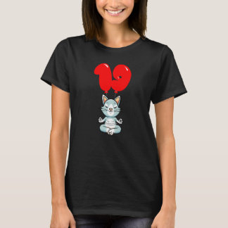 T-shirt Cute Yoga Chat 19e anniversaire de la fête de ball