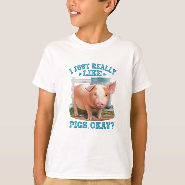 T-shirt Cute Young Pig Farm Motive (Devant)