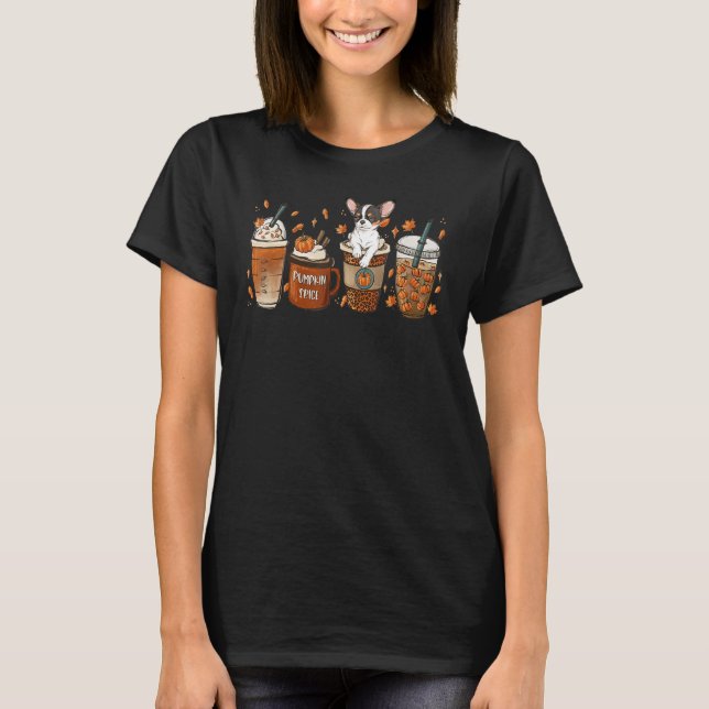 T-shirt Cutes Chihuahua Avec Citrouille Spice Latte Fall C (Devant)