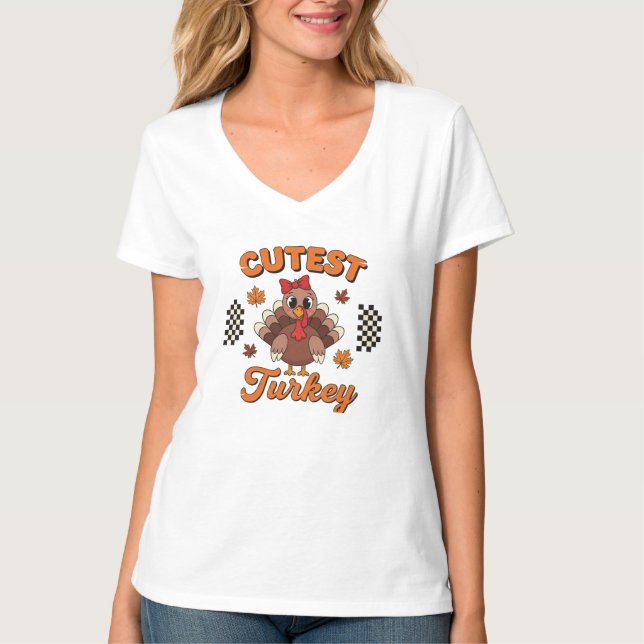 T-shirt Cutest Turkey Thanksgiving Shirt – Cute Turkey (Devant)