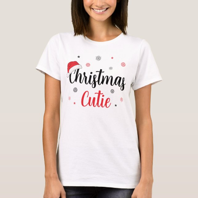 T-shirt Cutie de Noël moderne Santa Hat (Devant)