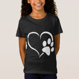 T-Shirt Cyan Blue Violet turquoise Chien Coeur Empreinte d