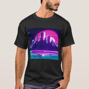T-shirt Cyan synthwave