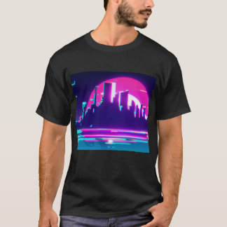 T-shirt Cyan synthwave