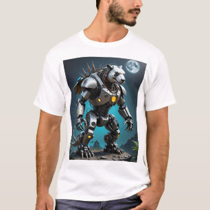 T-shirt Cyber Méca Panda Futuriste Robotique Guerrier Tee