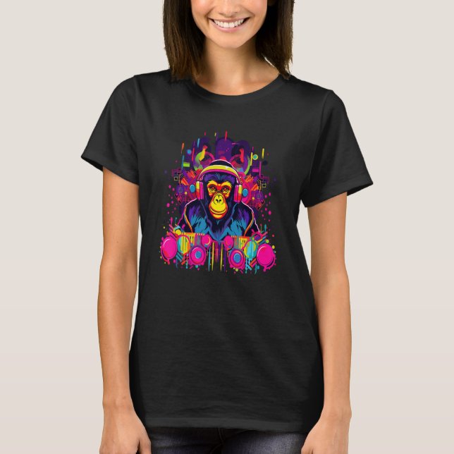 T-shirt Cyber Moneky DJ Rave Music Festival (Devant)