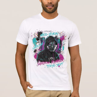 T-shirt CYBER-NINJA PROTOCOLE GHOST | Masque Oni Futuriste