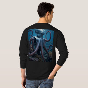 T-shirt Cyber Octopus hommes noir à manches longues T-shir