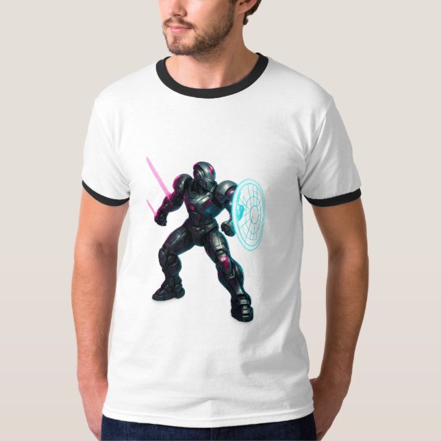 T-shirt Cybernetic Gladiator – Neon Blade Warrior (Devant)