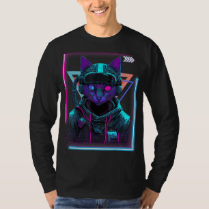 T-shirt Cyberpunk Cat Kitty Punker Futuriste Cyber Punk
