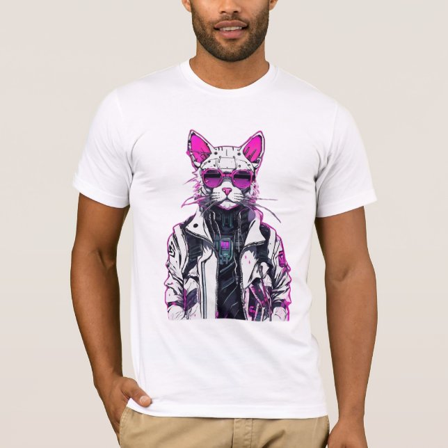 T-shirt Cyberpunk Chat : Neon Outlaw (Devant)