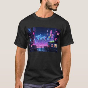 T-shirt Cyberpunk City Night Cafe