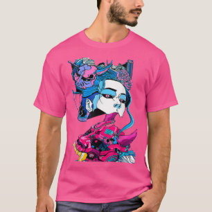T-shirt Cyberpunk esthétique Samurai Demons Masque Japonai