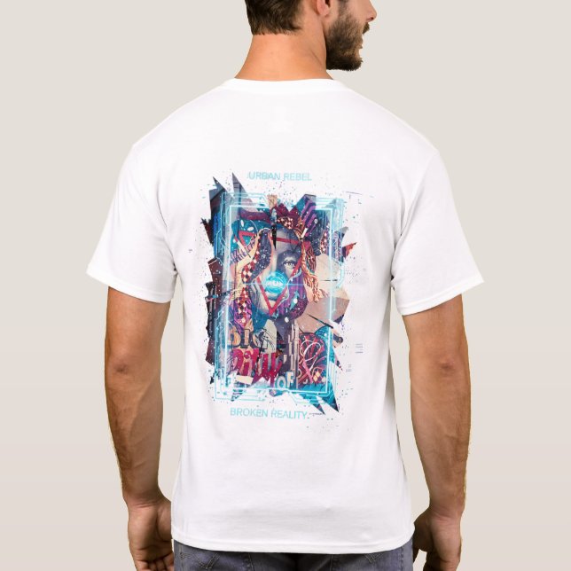 T-shirt Cyberpunk Glitch Art & Broken Reality Graphic T-Sh (Dos)