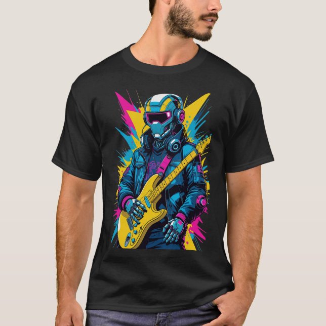 T-shirt cyberpunk guitarist  (Devant)