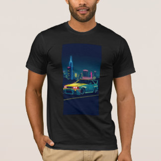 T-Shirt Cyberpunk JDM Voiture de Sport Cité Noctur