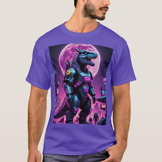 T-shirt Cyberpunk Mecha Dino Moonlight Tee (Devant)