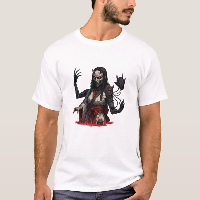 T-shirt Cyberpunk Oni Girl – Robotic Limbs (Devant)