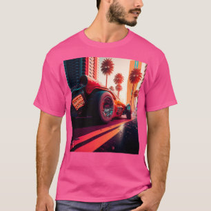T-shirt Cyberpunk Outrun City Automobile Futuriste AI Ge