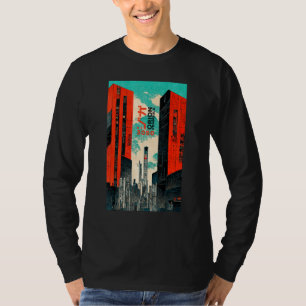 T-shirt Cyberpunk Sci-fi Dystopia City Ukiyo-e Japanese Re