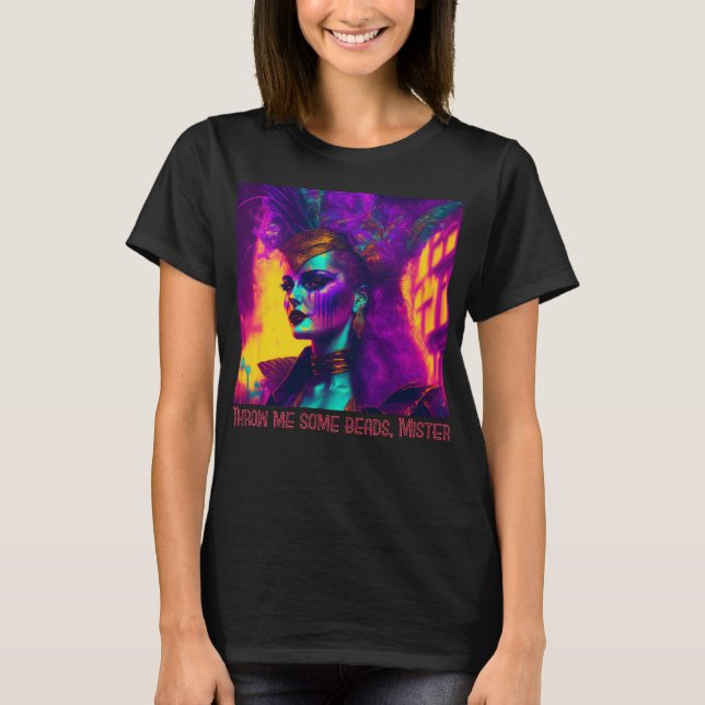 T-shirt Cyberpunk-synthwave Mardi Gras Femme (Devant)