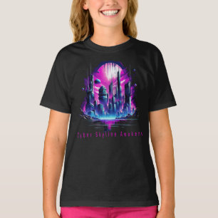 T-shirt CyberScape Skyline néon futuriste