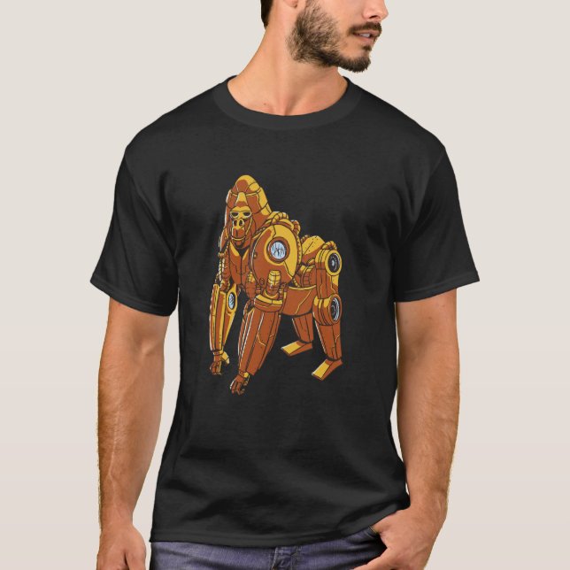 T-shirt Cyborg gorilla monkey stempunk robotic (Devant)
