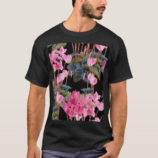 T-shirt Cyclamen rose : Aquarelle florale foncée
