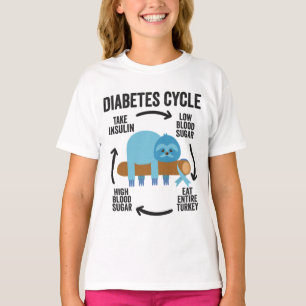 T-shirt Cycle du diabète Funny Blue Sloth Ribbon Thanksgiv