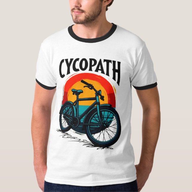 T-shirt Cycopath : Vélo énergétique avec le soleil couchan (Devant)