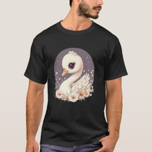 T-shirt Cygne Enchanteur Entouré de Pâquerettes