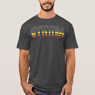 T-shirt Cynthia prénom drôle vintage coucher de soleil Cyn