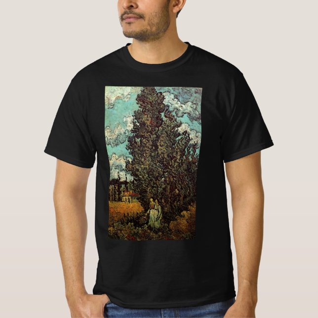 T-shirt Cyprès et deux femmes par Vincent van Gogh (Devant)