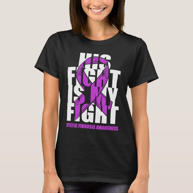 T-shirt Cystic Fibrosis Awareness Month Purple Ribbon His  (Devant)