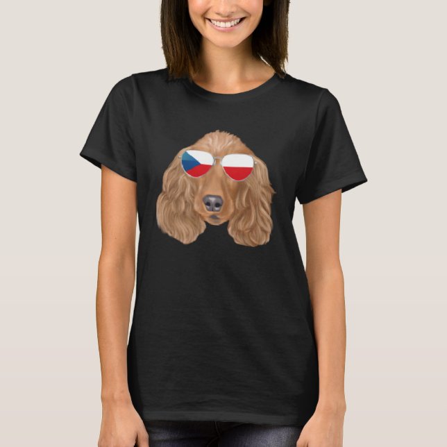 T-shirt Czech Flag Cocker Spaniel Dog Czech Republic Pocke (Devant)