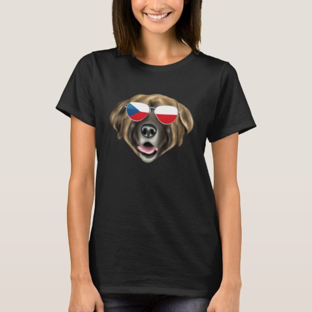 T-shirt Czech Flag Leonberger Dog Czech Republic Pocket (Devant)