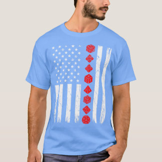 T-shirt D20 Dice 4 juillet USA Drapeau Tabletop Dragons RP