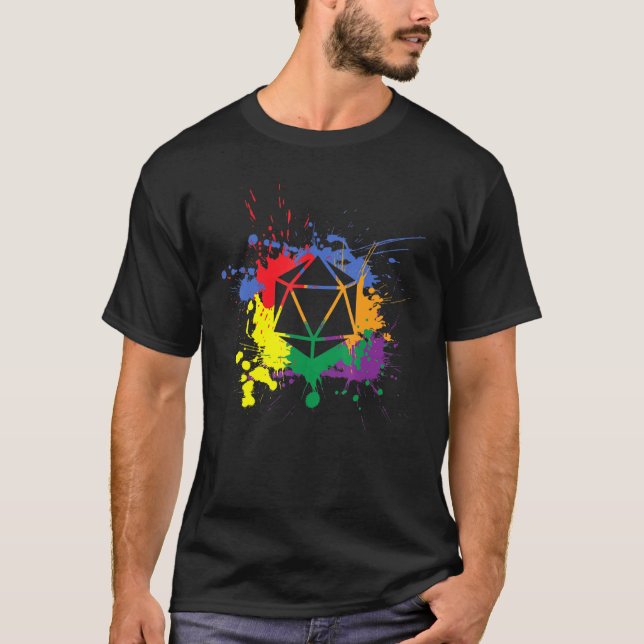 T-shirt D20 Dice Lgbtq Unity Pride Geek Rainbow Roleplayin (Devant)