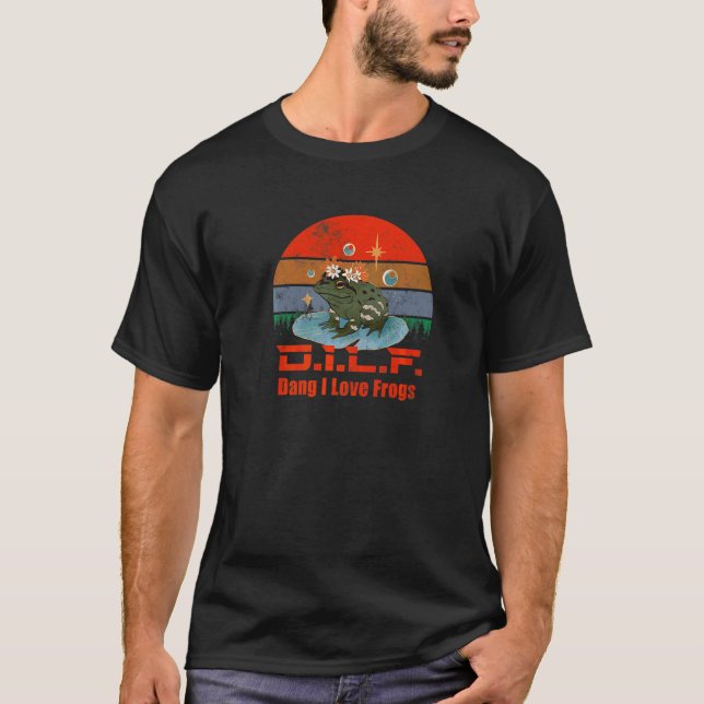 T-shirt D I L F Dang I Love Grenouilles Grenouille Animal (Devant)