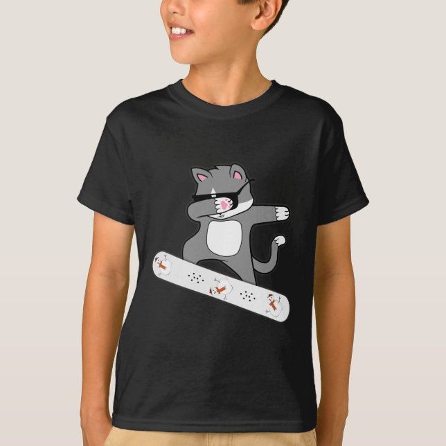 T-shirt Dabat Chat Snowboard Snowboard Kitty Chats Hommes (Devant)