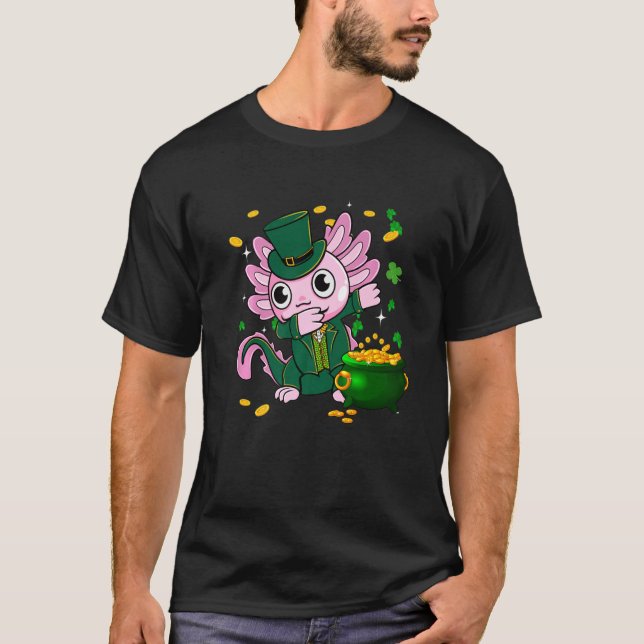 T-shirt Dabbing Axolotl Leprechaun Jour de la Saint Patric (Devant)