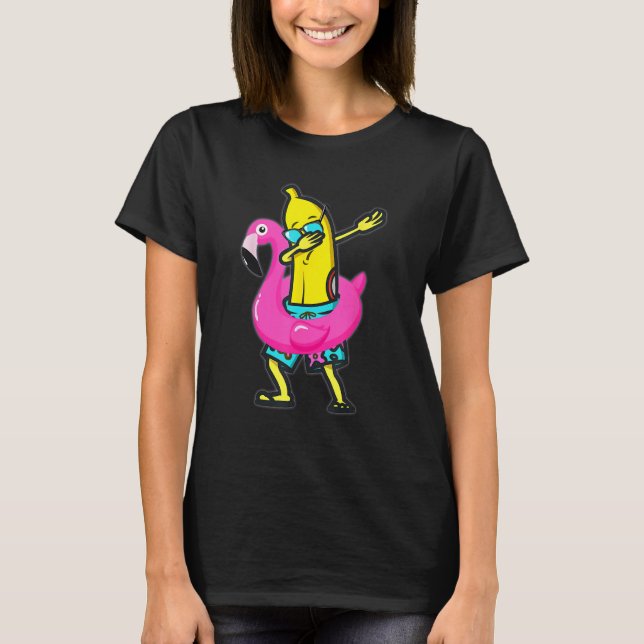 T-shirt Dabbing Banana Flamingo Float Summer Tropical Frui (Devant)