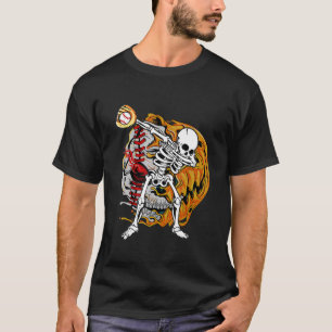T-shirt Dabbing Baseball Player Halloween Citrouille Skele