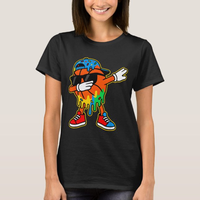 T-shirt Dabbing Basketball Ice Cream Drip Boys Basketball  (Devant)