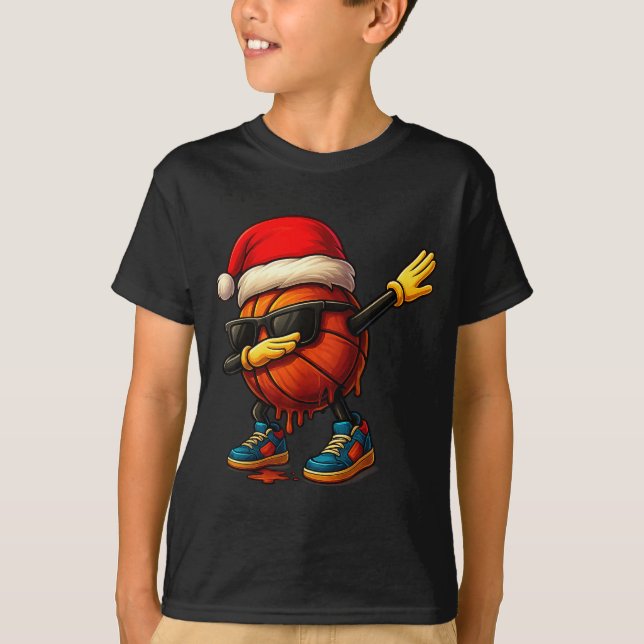 T-shirt Dabbing Basketball Sungles Funny Christmas Tee Boy (Devant)